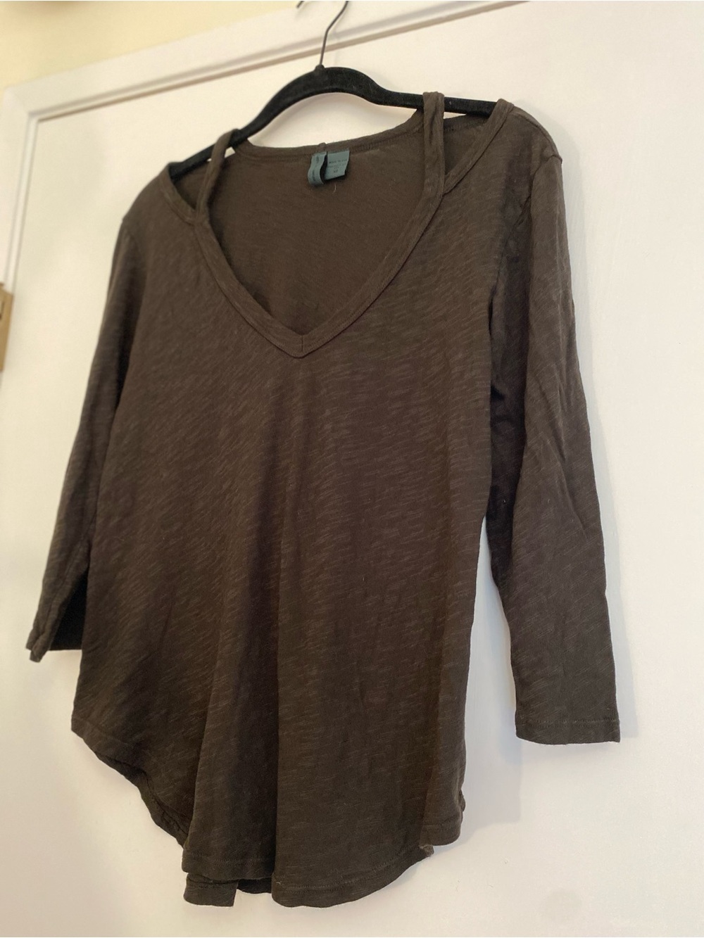 Left of Center V-Neck Long Sleeve Tee with shoulder cutouts